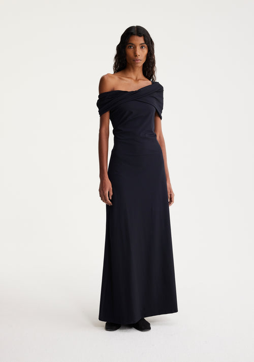 Asymmetrical off shoulder dress | noir