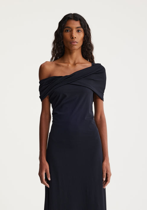Asymmetrical off shoulder dress | noir