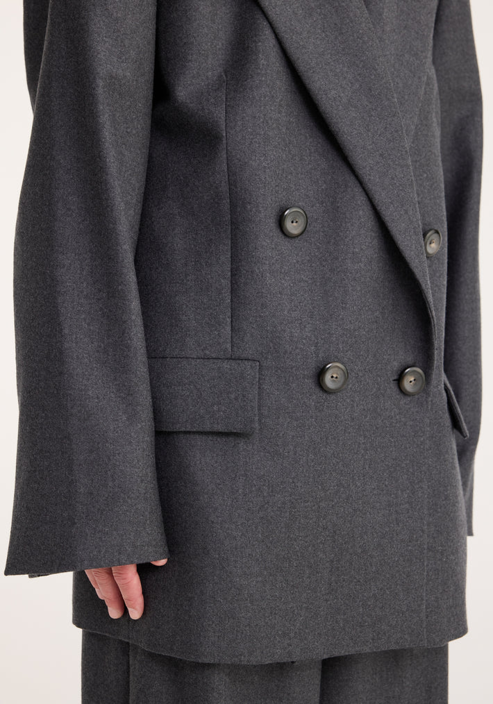 Double breasted tailored jacket | dark grey melange