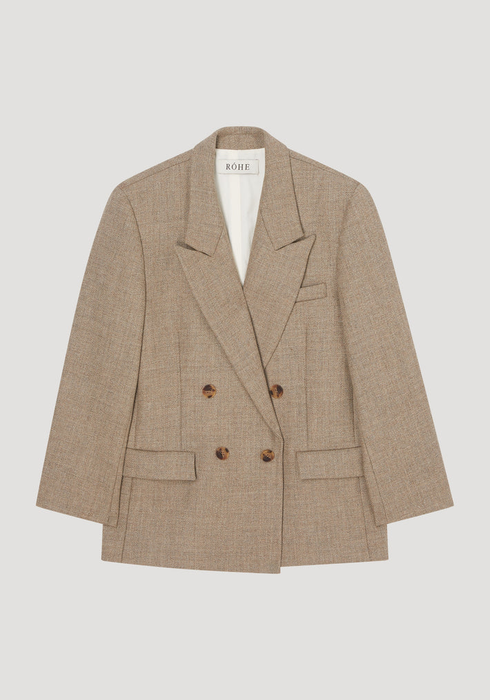 Double breasted tailored jacket | hazelnut melange