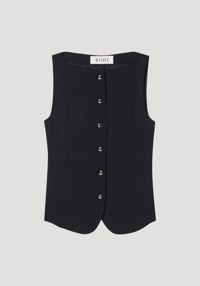 Boat neck waistcoat | black