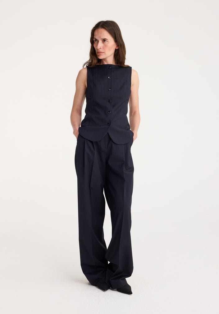 Pleated tailored trousers | night stripe