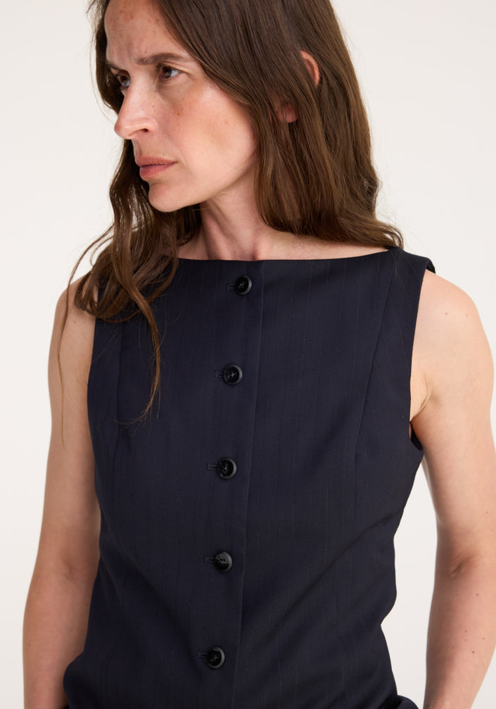 Boat neck waistcoat | night stripe