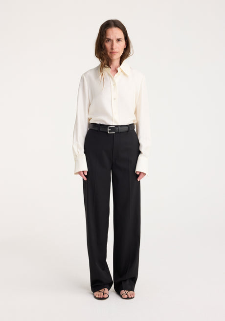 Straight leg relaxed tailored trousers | black