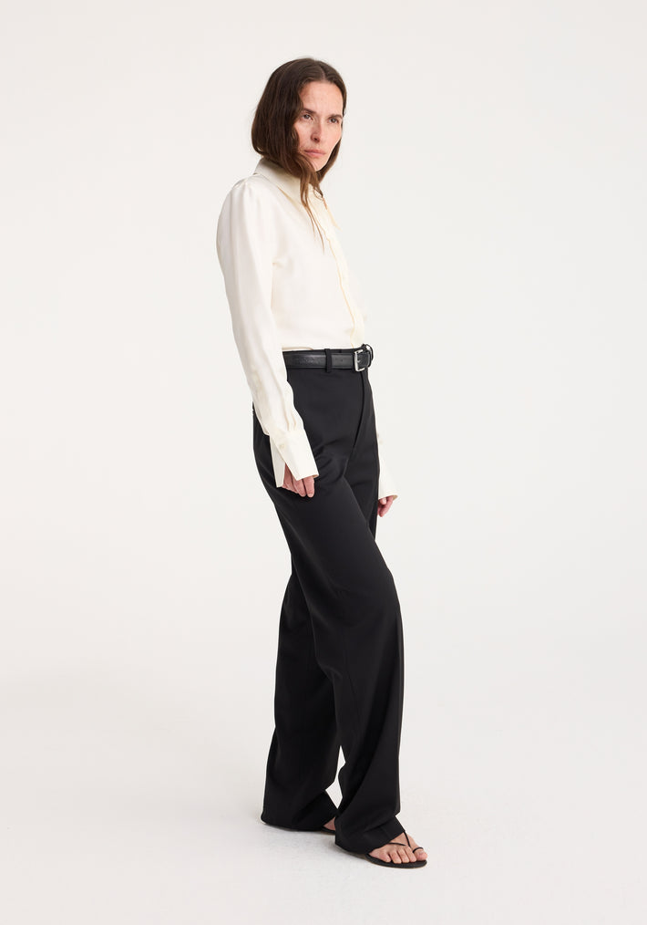 Straight leg relaxed tailored trousers | black