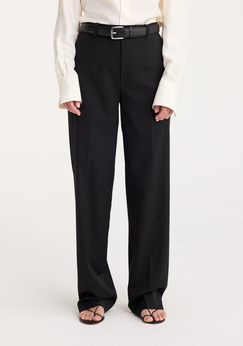 Straight leg relaxed tailored trousers | black