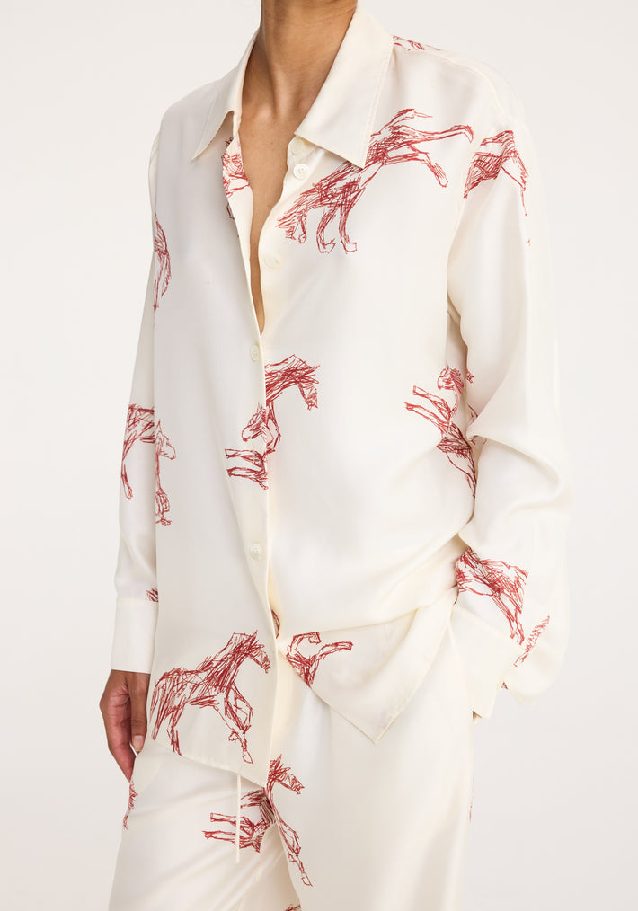Silk ballpoint horse shirt | horse print barolo