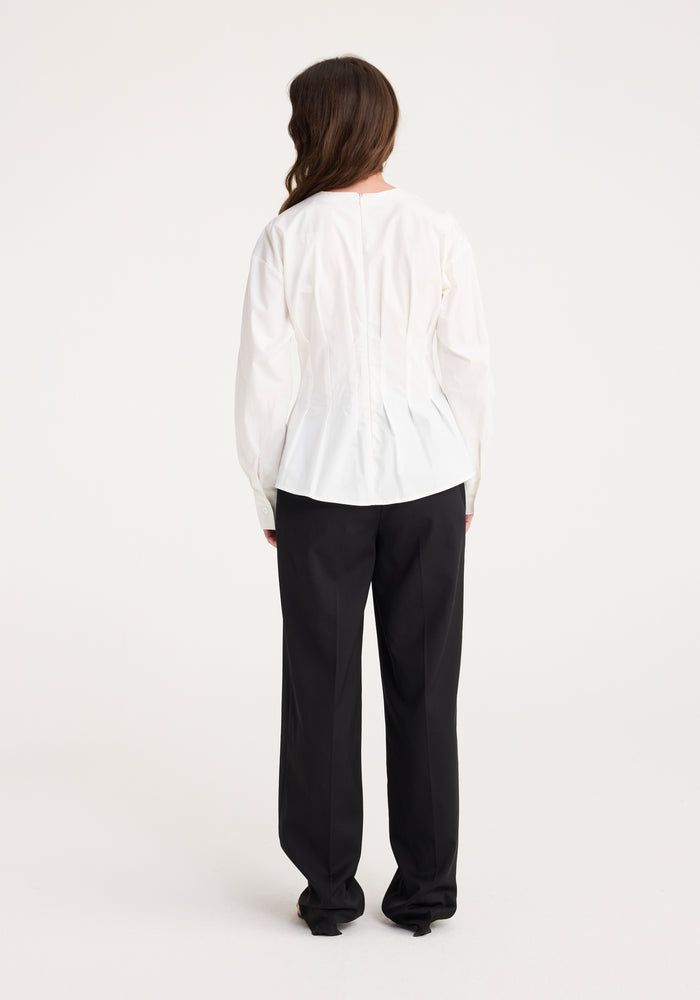 Waisted cotton top | natural white
