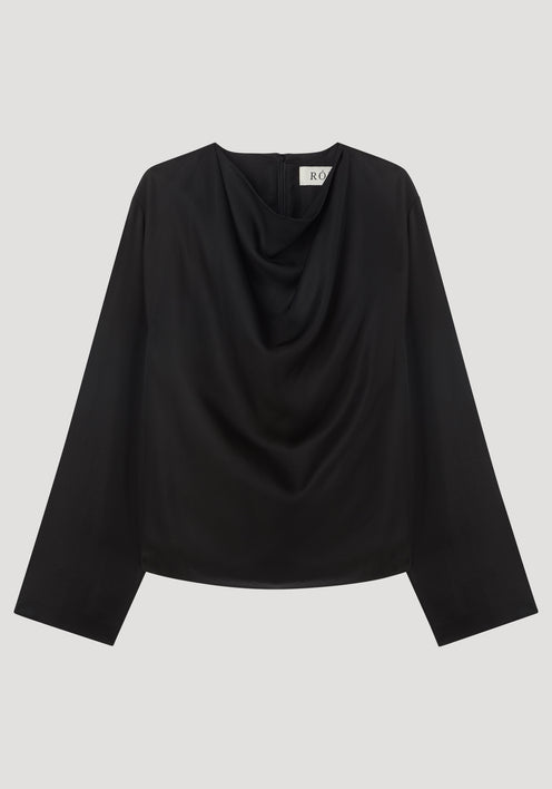 Cowl neck long sleeve top | black