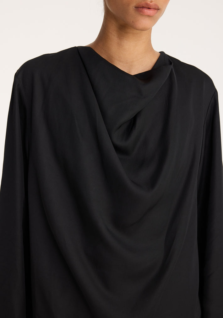 Cowl neck long sleeve top | black