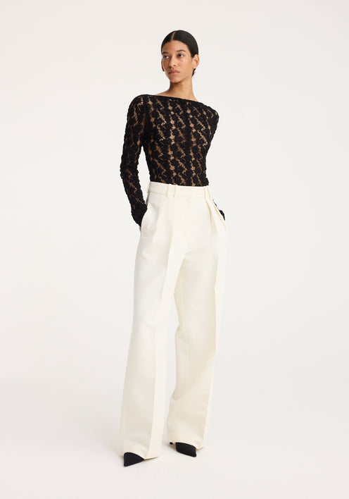 Wide leg pleated trousers | off white