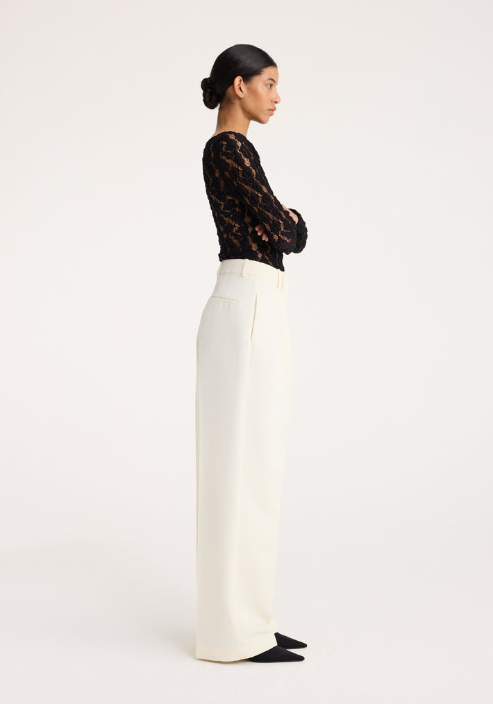 Wide leg pleated trousers | off white
