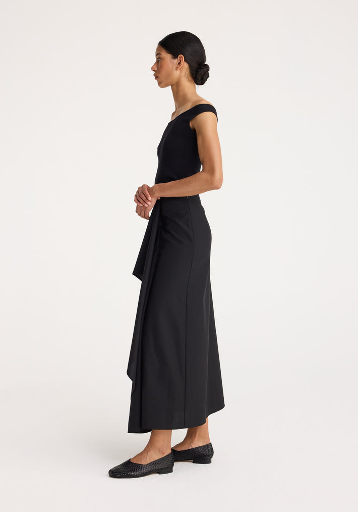 Folded wool skirt | black