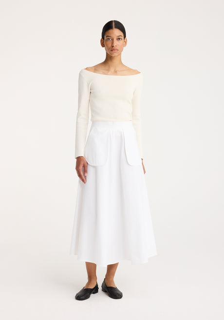 A-line external pocket skirt | optic white