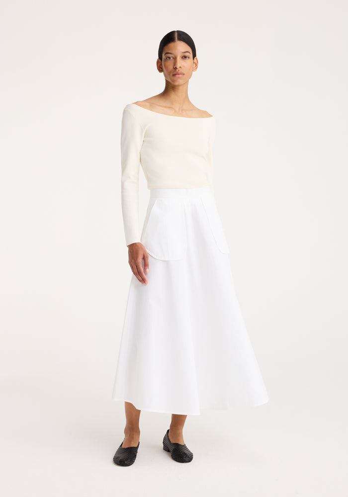 A-line external pocket skirt | optic white