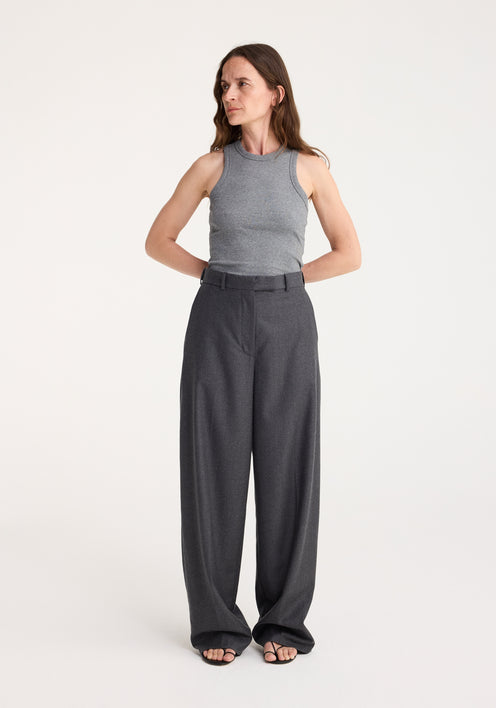 Wide leg trousers | dark grey melange