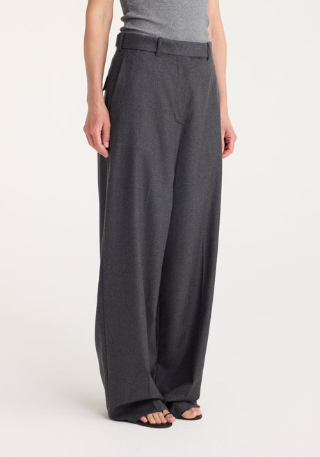 Wide leg trousers | dark grey melange