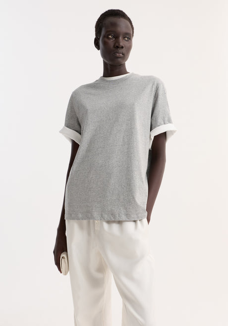 Slub melange cotton t-shirt | light grey melange