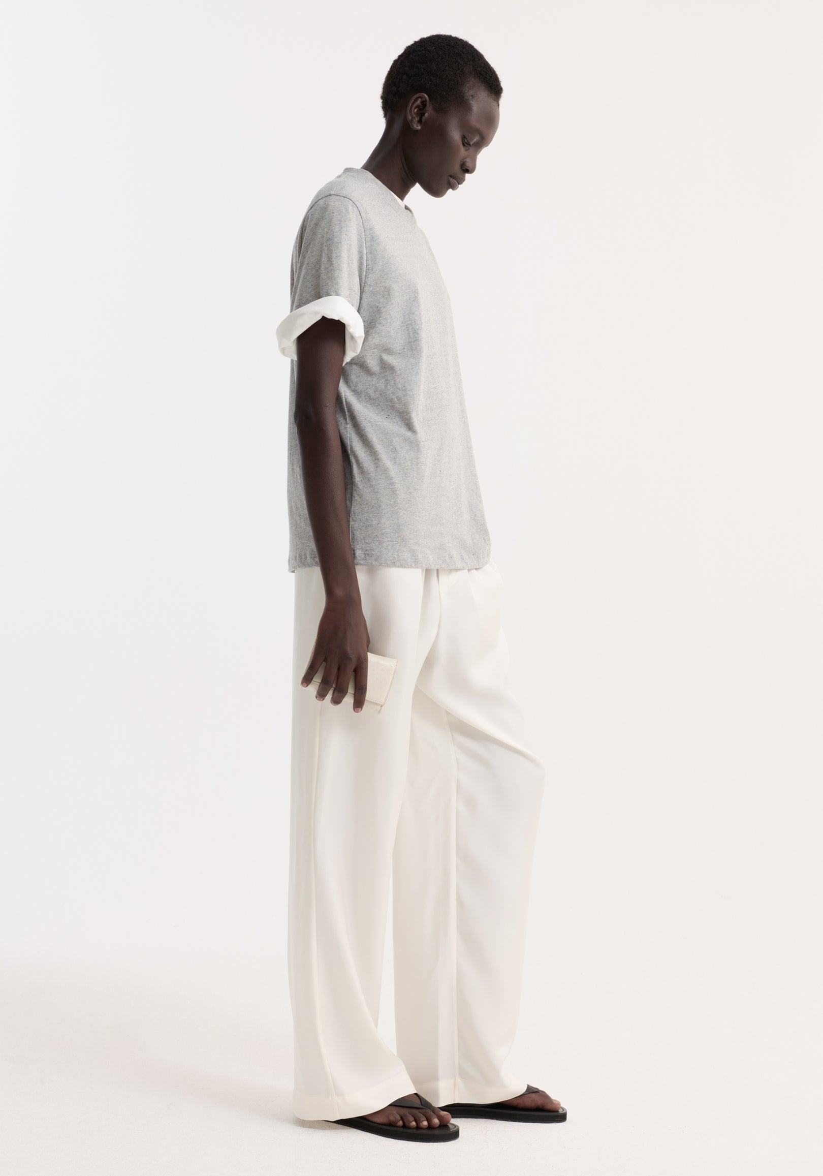 Slub melange cotton t-shirt | light grey melange