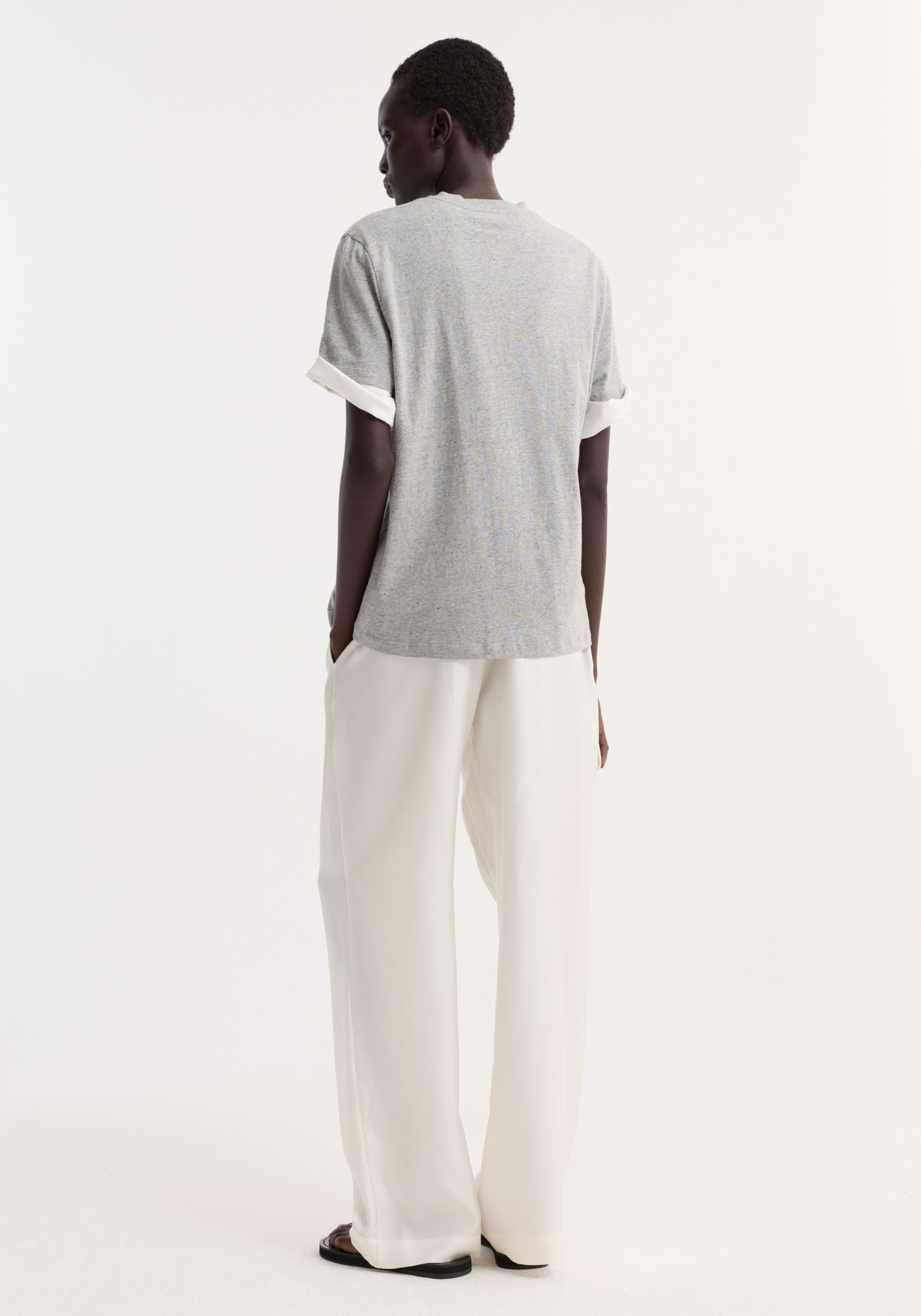 Slub melange cotton t-shirt | light grey melange