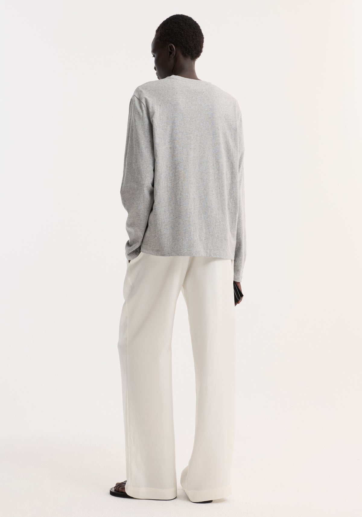 Slub melange cotton long sleeve | light grey melange
