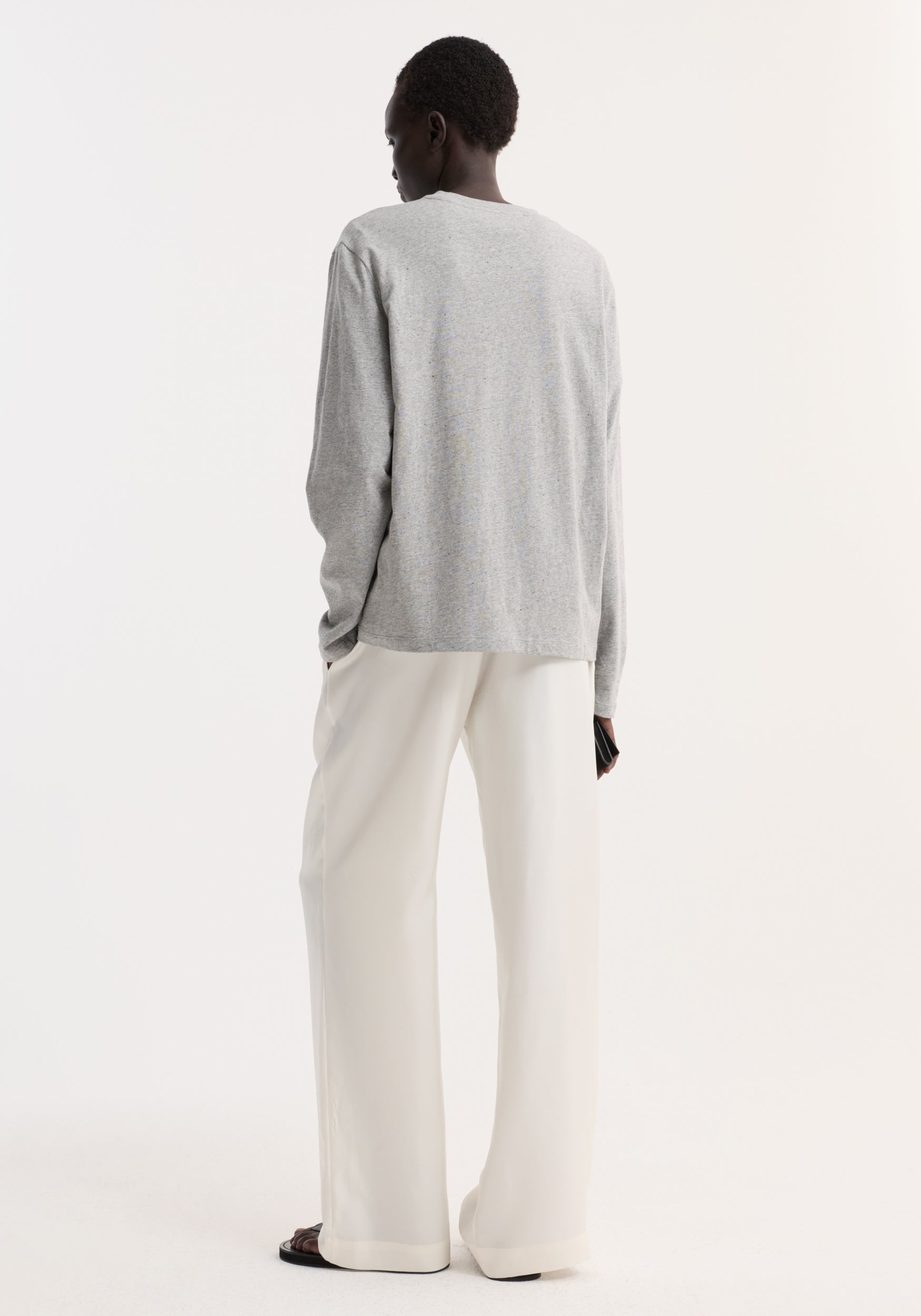 Slub melange cotton long sleeve | light grey melange