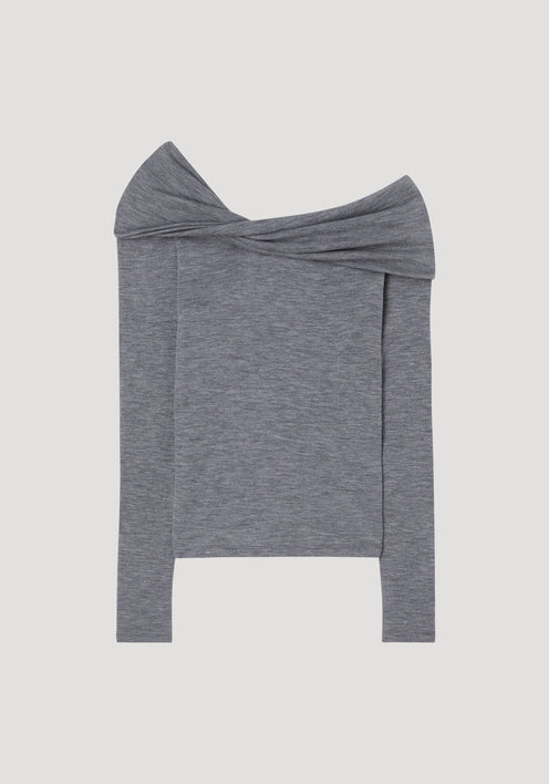 Bodycon off shoulder top | dark grey melange