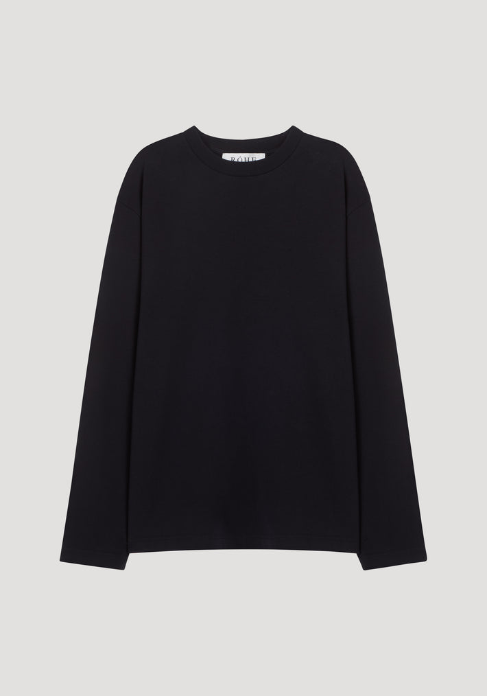Compact ribbed long sleeve jersey crew neck | black