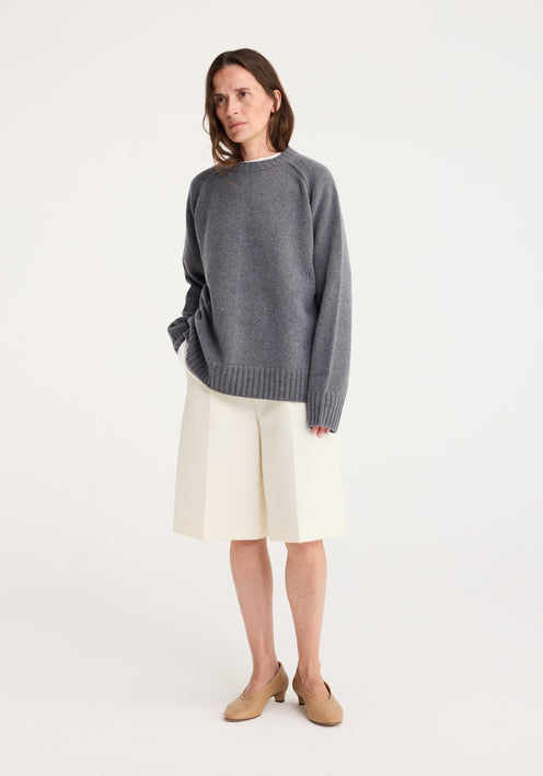 Wool cashmere sweater | mid grey melange