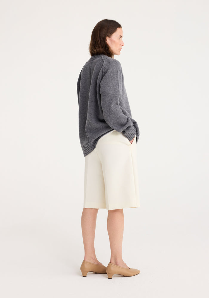 Wool cashmere sweater | mid grey melange