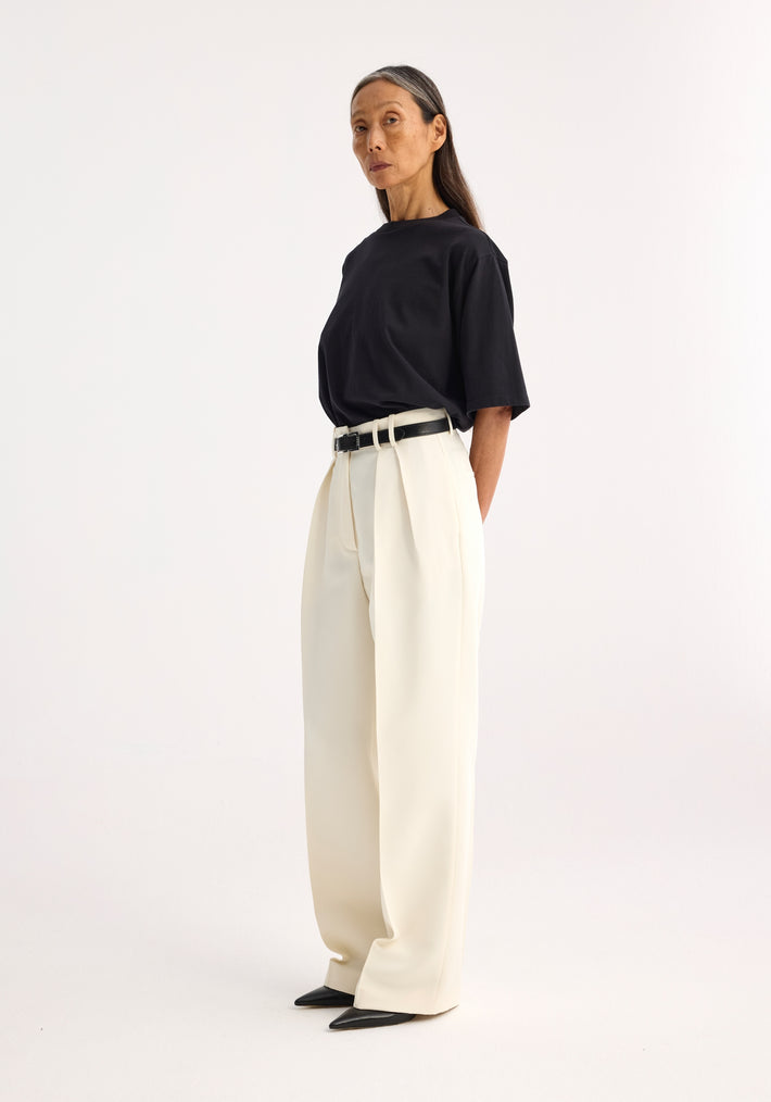 Wide leg double pleated trousers | off white