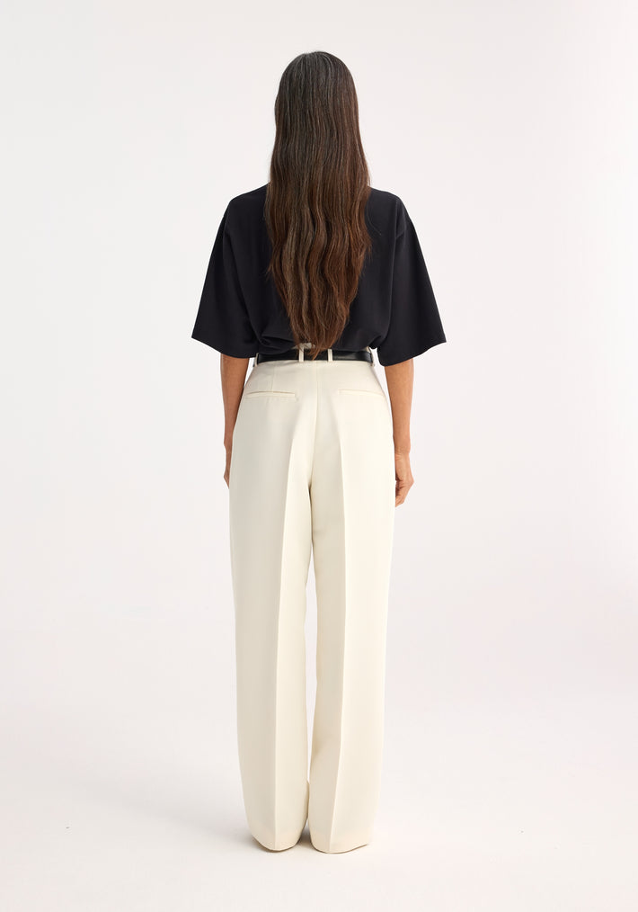 Wide leg double pleated trousers | off white