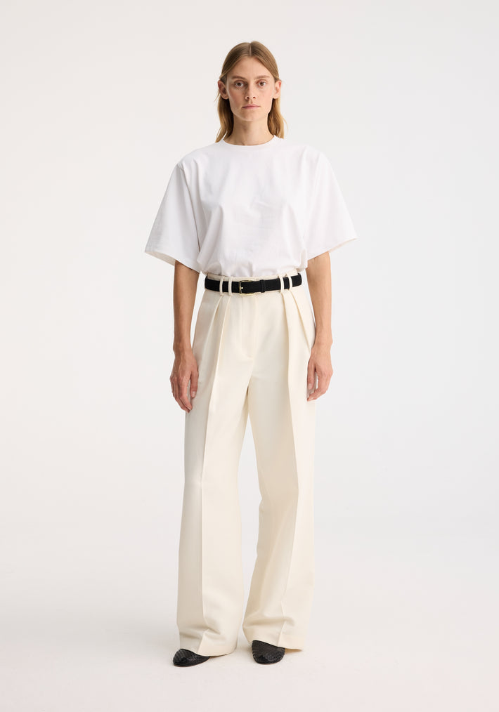 Wide leg double pleated trousers | off white