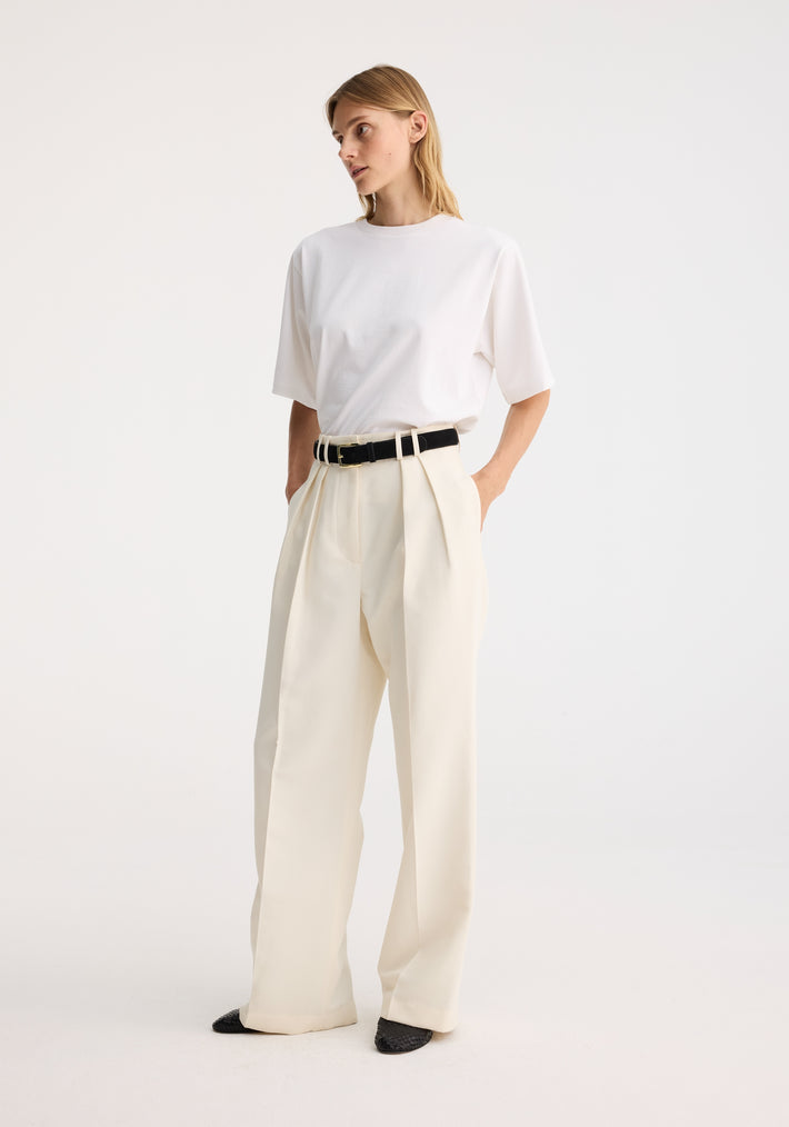 Wide leg double pleated trousers | off white