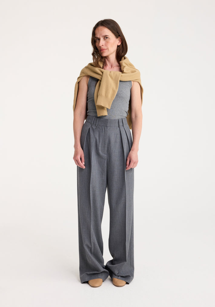 Wide leg pleated trousers | dark grey melange