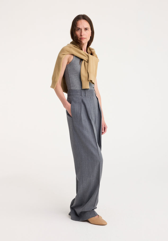 Wide leg pleated trousers | dark grey melange