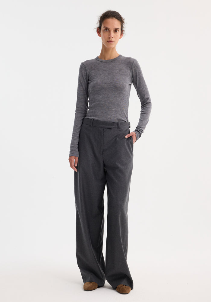 Wide leg trousers | dark grey melange