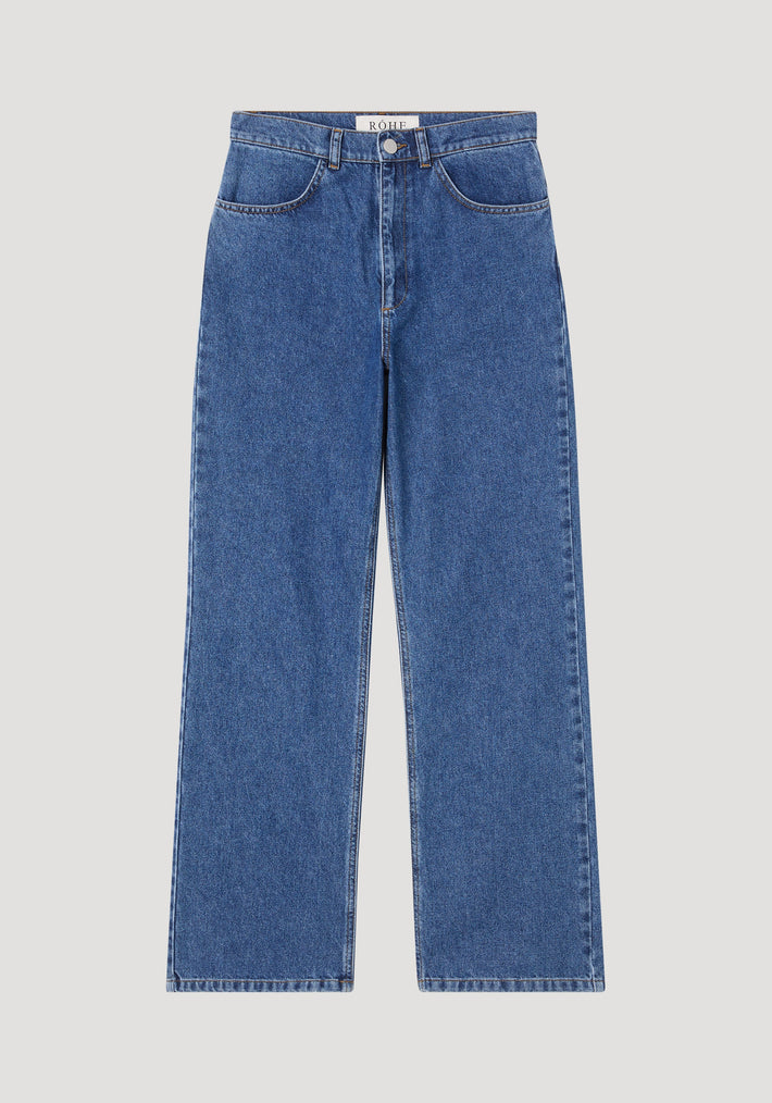 High-waisted straight leg denim | indigo