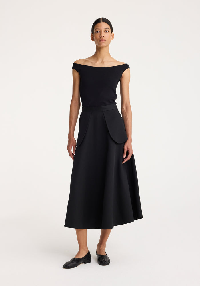 A-line external pocket skirt | black