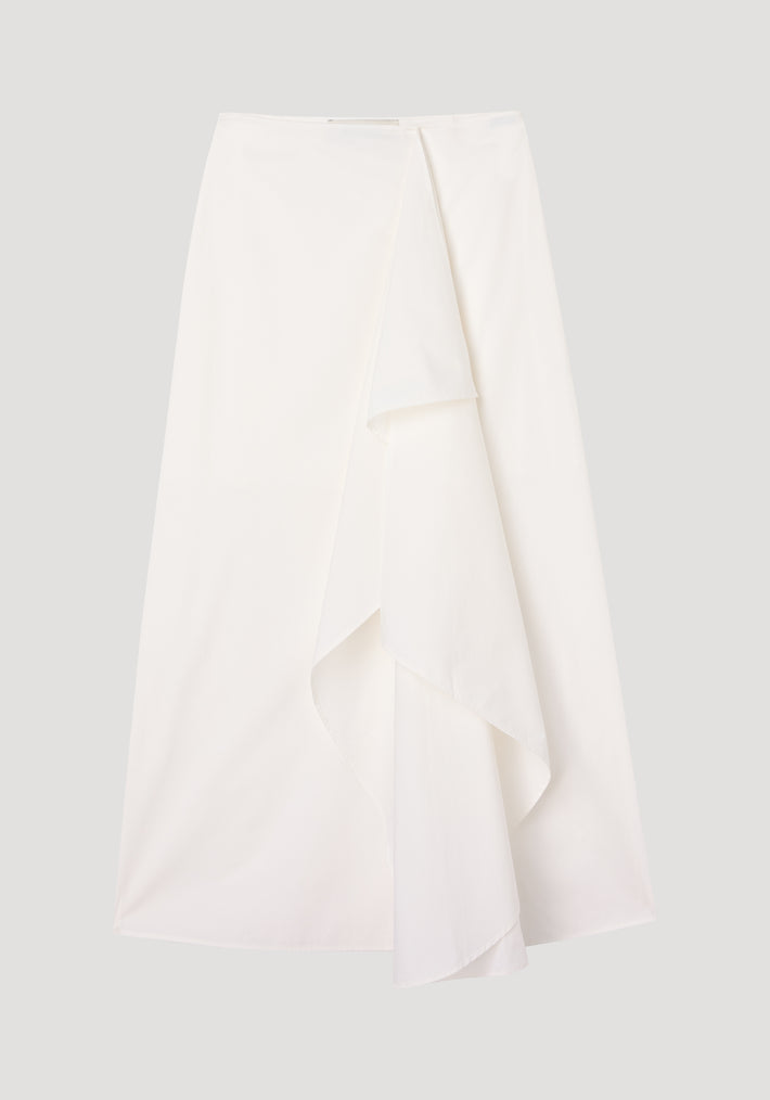 Folded cotton skirt | optic white