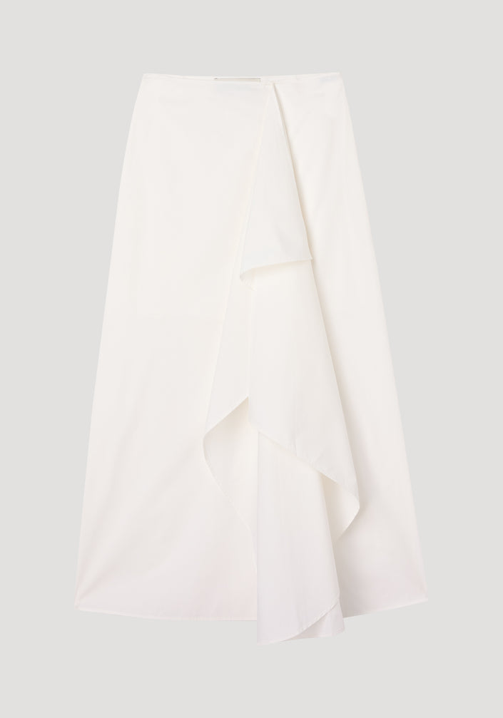 Folded cotton skirt | optic white