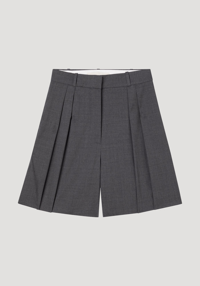 Tailored wide leg shorts | dark grey melange
