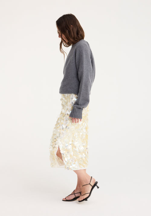 Embellished handmade skirt | cream