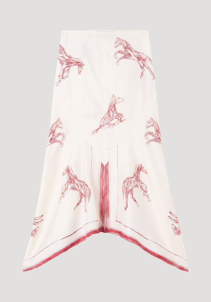 Silk ballpoint horse skirt | horse print barolo