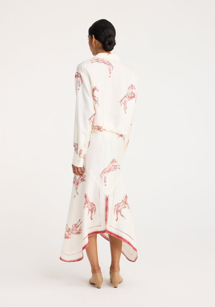 Silk ballpoint horse skirt | horse print barolo