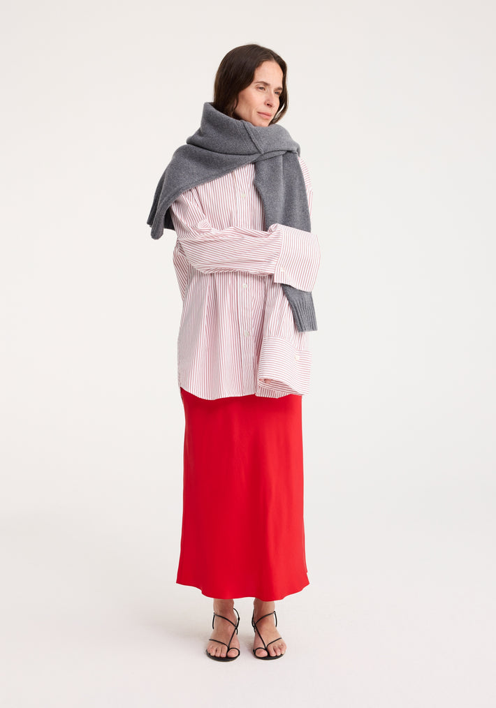 Mid length silk skirt | red