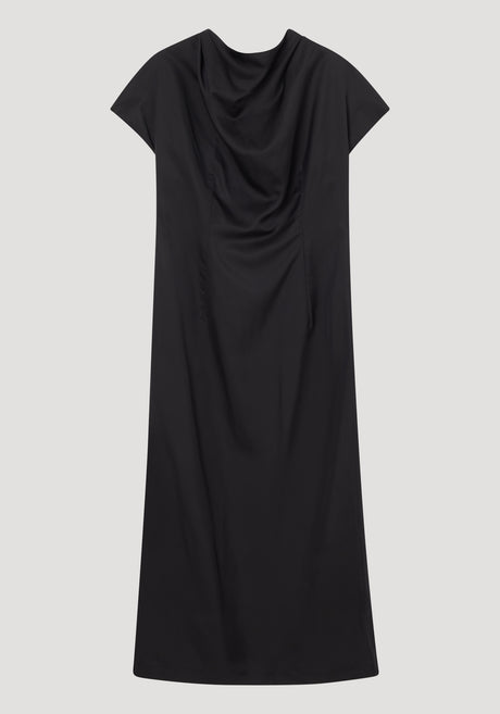 Cowl neck short sleeve dress | black