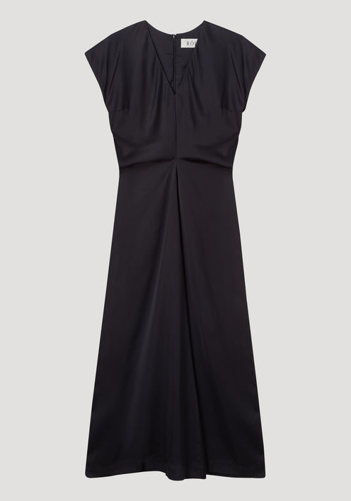 V-neck draped dress | black