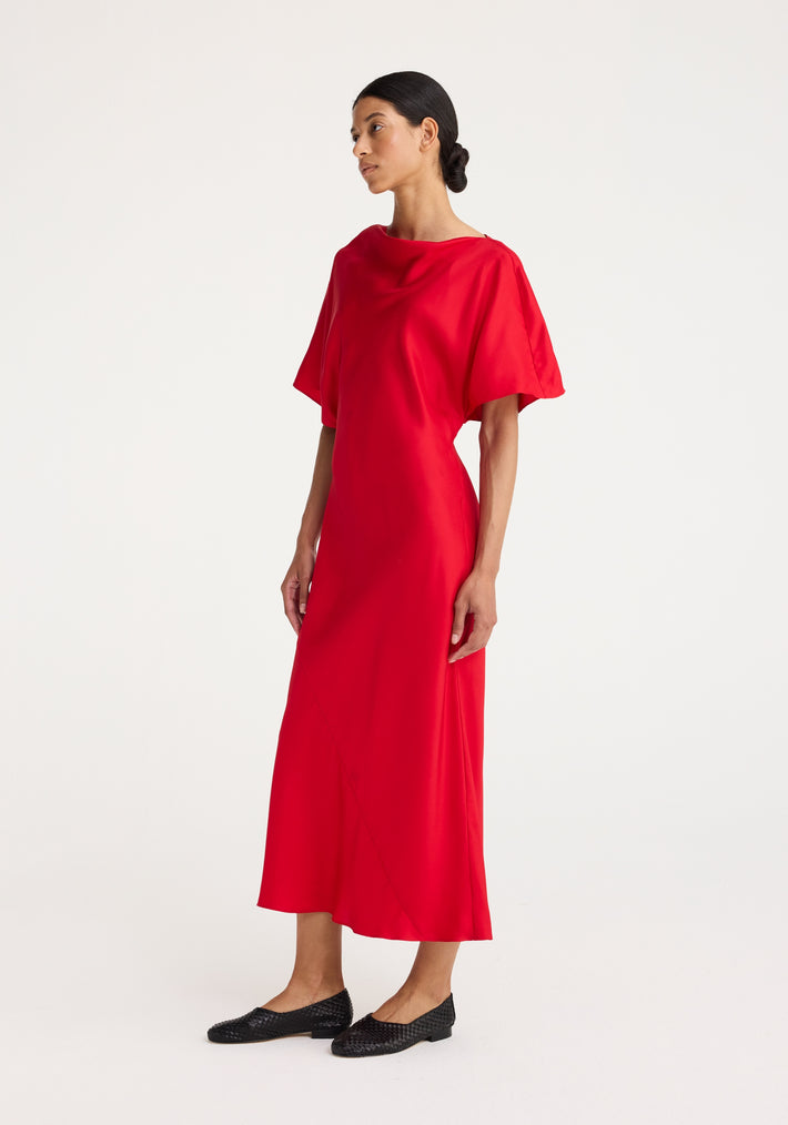 Fluid silk dress | red