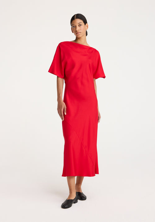 Fluid silk dress | red